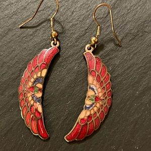 3/$20 Articulated Enamel Painted Red Pink Purple Wing Earrings